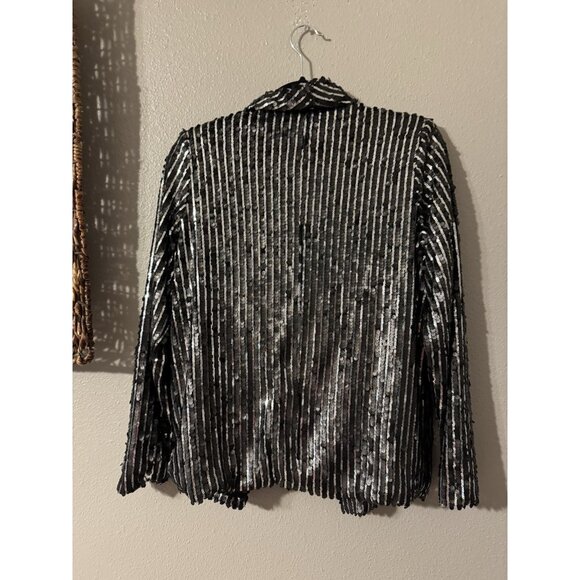 Lulus Sequin Jacket S Small Black Silver Wedding Formal Party Cruise Holiday NEW - Picture 16 of 16